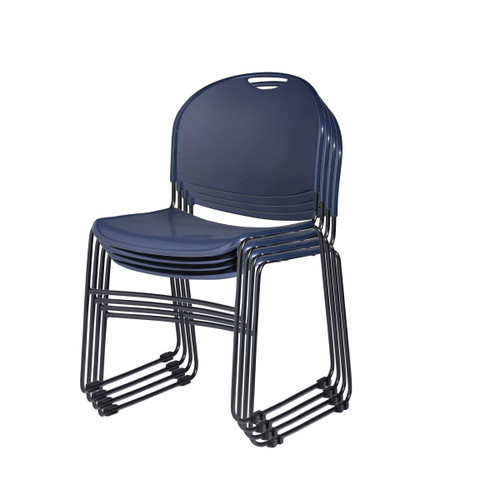 Ultra Compact Commercial Stack Chair (Navy Blue, 4-Pack)