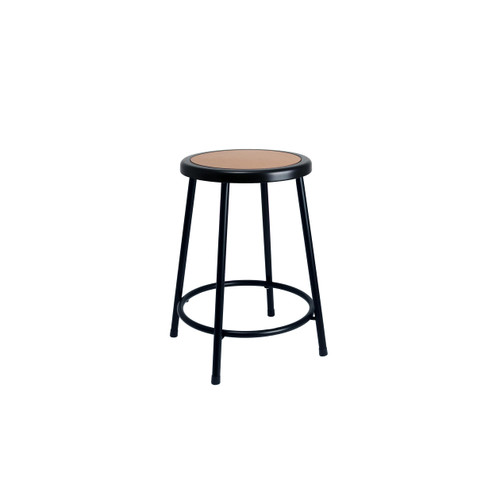 Premium Commercial-Grade All-Purpose Round Stool (24-inch Height, Black Frame, Masonite Wood Seat)
