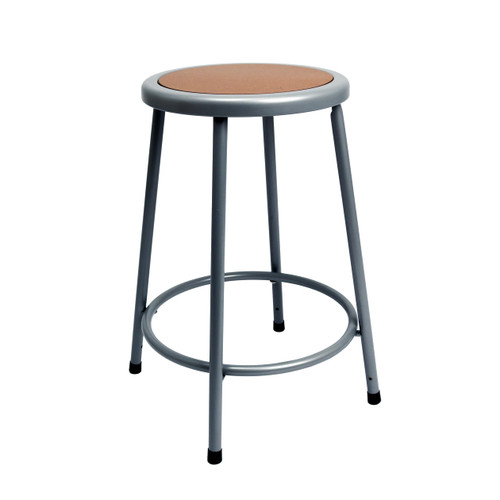 Premium Commercial-Grade All-Purpose Round Stool (24-inch Height, Gray Frame, Masonite Wood Seat)