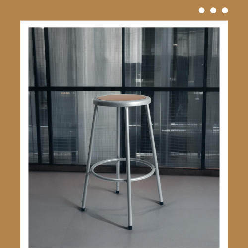 Premium Commercial-Grade All-Purpose Round Stool (24-inch Height, Gray Frame, Masonite Wood Seat)