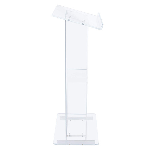 Commercial-Grade Modern Clear Acrylic Lectern with Shelf (24-inch Reading Surface)