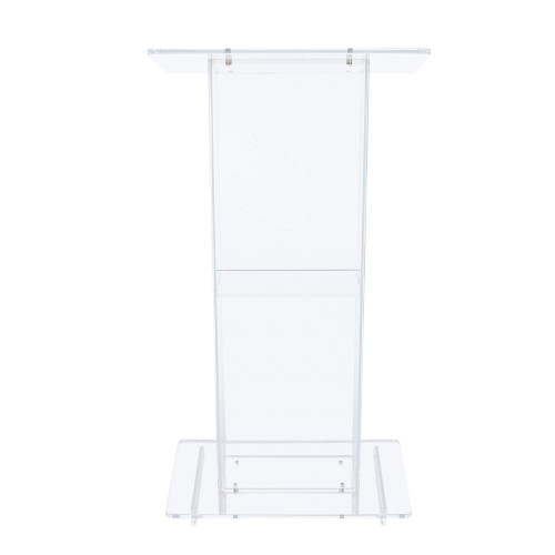 Commercial-Grade Modern Clear Acrylic Lectern with Shelf (24-inch Reading Surface)