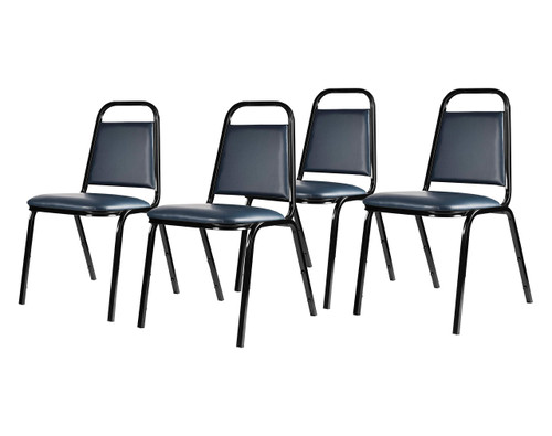 Banquet Chairs Premium Commercial Seating (4 Pack, Vinyl, Midnight Blue, Black Frame)
