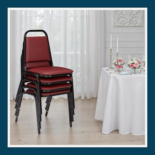 Banquet Chairs Premium Commercial Seating (4 Pack, Vinyl, Pleasant Burgundy, Black Frame)