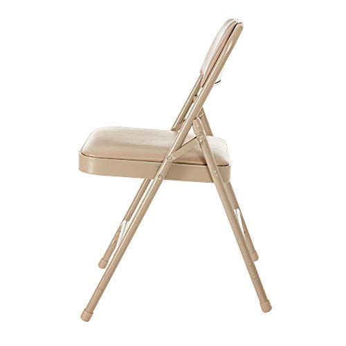 Premium Heavy Duty Vinyl Padded Folding Chairs, Commercial Grade 500 lb Capacity (4-Pack, French Beige)