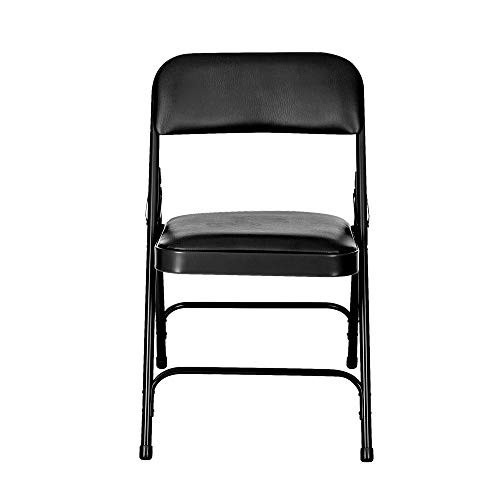 Premium Heavy Duty Vinyl Padded Folding Chairs, Commercial Grade 500 lb Capacity (4-Pack, Classic Black)