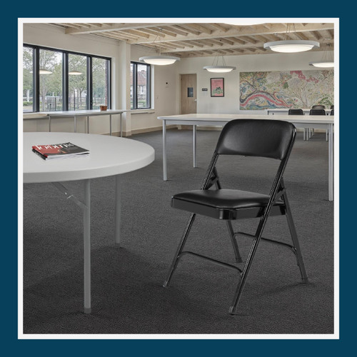 Premium Heavy Duty Vinyl Padded Folding Chairs, Commercial Grade 500 lb Capacity (4-Pack, Classic Black)