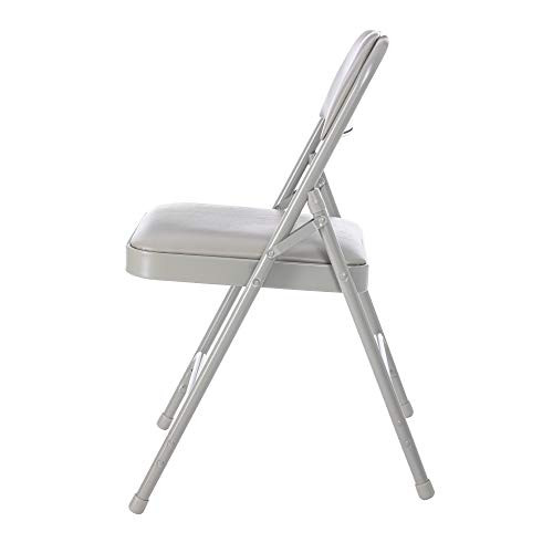 Premium Heavy Duty Vinyl Padded Folding Chairs, Commercial Grade 500 lb Capacity (4-Pack, Warm Gray)