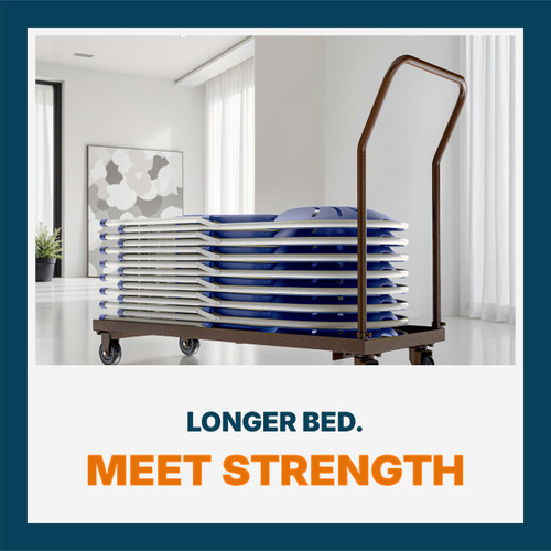 Folding Chair Dolly, Premium Commercial Heavy Duty Steel Cart (Horizontal Stacking, Long Bed for Taller Chairs, Fits  and Most Folding Chairs, 1100 lb, Swivel Casters)