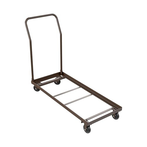 Folding Chair Dolly, Premium Commercial Heavy Duty Steel Cart (Horizontal Stacking, Long Bed for Taller Chairs, Fits  and Most Folding Chairs, 1100 lb, Swivel Casters)