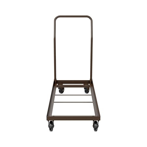 Folding Chair Dolly, Premium Commercial Heavy Duty Steel Cart (Horizontal Stacking, Long Bed for Taller Chairs, Fits  and Most Folding Chairs, 1100 lb, Swivel Casters)
