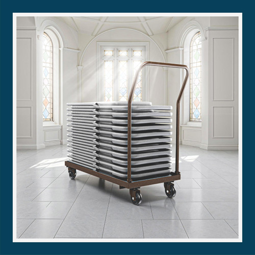 Folding Chair Dolly, Premium Commercial Grade Heavy Duty Steel Cart with Wheels (Horizontal Stacking, Fits and Most Folding Chairs, 1100 lb, Swivel Casters)