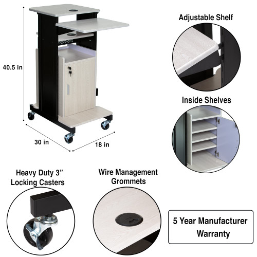 Premium Plus Presentation Cart with Storage Cabinet