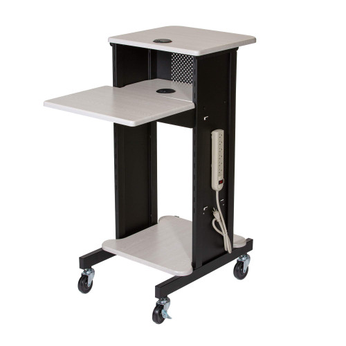 Presentation Cart and Stand, OEFPRC200, Steel Frame, Ivory Woodgrain