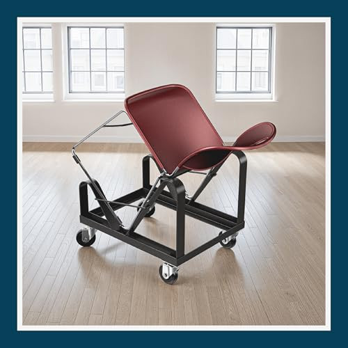 Stack Chair Dolly, Premium Commercial Heavy Duty Steel Cart with Wheels (Vertical Stacking Cradle, Fits and Most Stacking & Sled Chairs, 1375 lb, Swivel Casters)
