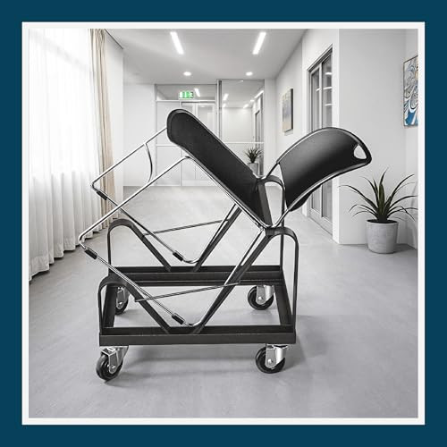 Stack Chair Dolly, Premium Commercial Heavy Duty Steel Cart with Wheels (Vertical Stacking Cradle, Fits and Most Stacking & Sled Chairs, 1375 lb, Swivel Casters)