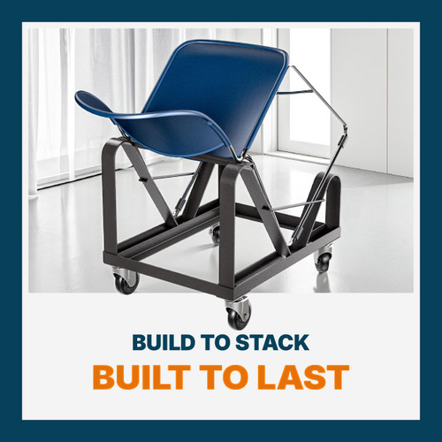 Stack Chair Dolly, Premium Commercial Heavy Duty Steel Cart with Wheels (Vertical Stacking Cradle, Fits and Most Stacking & Sled Chairs, 1375 lb, Swivel Casters)