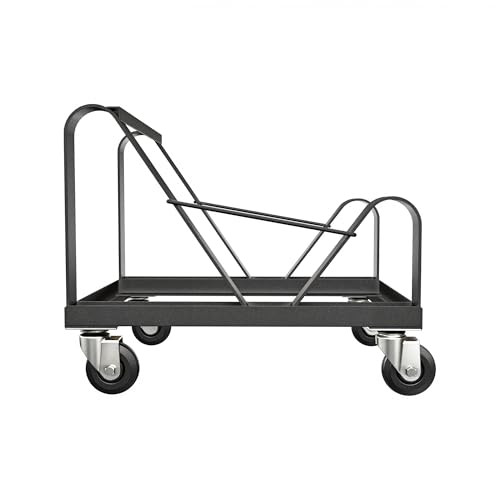 Stack Chair Dolly, Premium Commercial Heavy Duty Steel Cart with Wheels (Vertical Stacking Cradle, Fits and Most Stacking & Sled Chairs, 1375 lb, Swivel Casters)