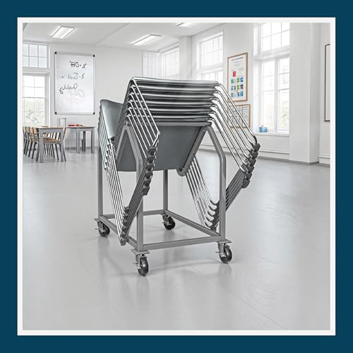 Stack Chair Dolly, Premium Commercial Heavy Duty Steel Cart (Vertical Stacking Cradle, Fits OEF8700 & OEF8800 and Most Stacking & Sled Chairs, 1100 lb, Swivel Casters)