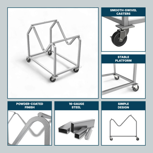 Stack Chair Dolly, Premium Commercial Heavy Duty Steel Cart (Vertical Stacking Cradle, Fits OEF8700 & OEF8800 and Most Stacking & Sled Chairs, 1100 lb, Swivel Casters)