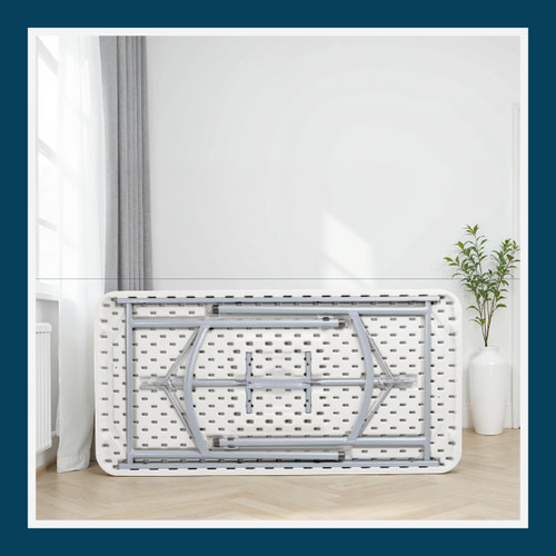 Heavy-Duty Premium Commercial-Grade Indoor/Outdoor Folding Table (24 x 48 in, Rectangular, Speckled Gray Top/Gray Frame)