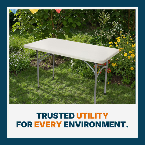 Heavy-Duty Premium Commercial-Grade Indoor/Outdoor Folding Table (24 x 48 in, Rectangular, Speckled Gray Top/Gray Frame)