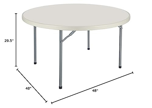 Round Commercial-Grade Premium Industrial Folding Table, Heavy-Duty Blow-Molded Design with Thick Top and 17-Gauge Steel Frame (48" Diameter, Speckled Gray Top)