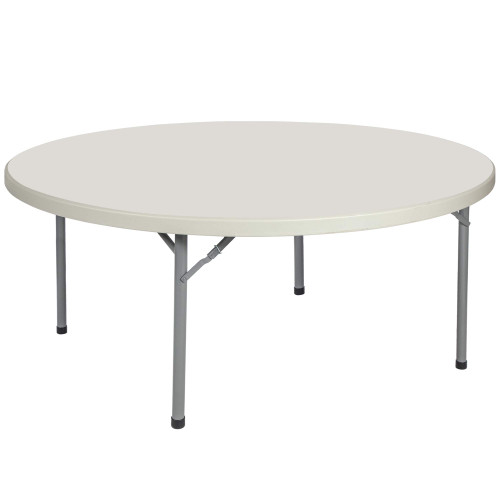Round Commercial-Grade Premium Industrial Folding Table, Heavy-Duty Blow-Molded Design with Thick Top and 17-Gauge Steel Frame (71" Diameter, Speckled Gray Top)