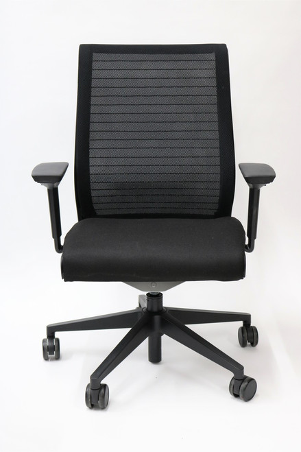 Steelcase Think Chair, Black, 3D Knit Back, Fixed Arms, 