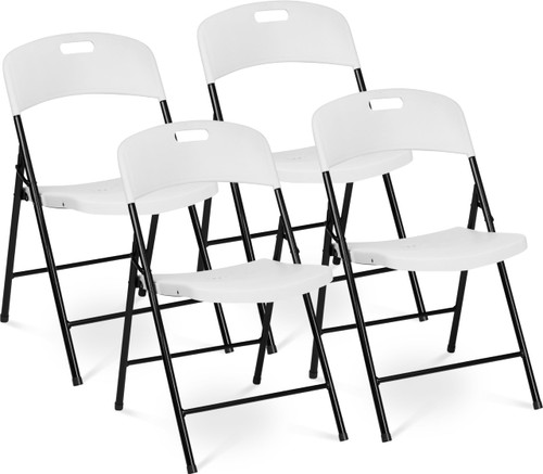 (White, 4 Pack) Folding Chair, Indoor Outdoor Plastic Commercial Stackable Foldable Guest Chairs for Events Office Wedding Party Picnic Kitchen Dining, 350lb Capacity.