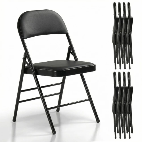 8 Pack Folding Chairs with Padded Cushion, Upgrade Heavy Duty Foldable Chair for Indoor & Outdoor, Portable Stackable Commercial Seat for Parties Events Weddings Home Office, Obsidian Black