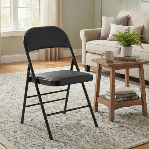 10 Pack Folding Chairs with Padded Cushion, Upgrade Heavy Duty Foldable Chair for Indoor & Outdoor, Portable Stackable Commercial Seat for Parties Events Weddings Home Office, Obsidian Black