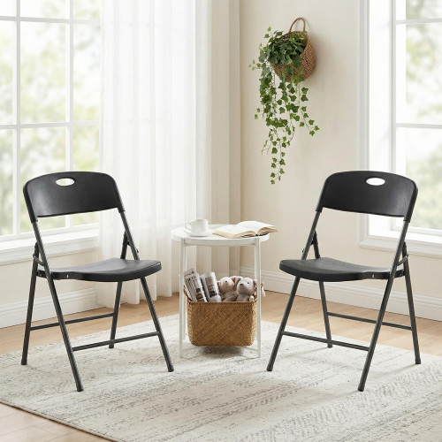 4 Pack Folding Chairs Heavy Duty - Plastic Stackable Portable Dining Chairs Set, Wedding, Party, Patio, Garden, for Indoor Outdoor, for Home and Office, Conference, Black