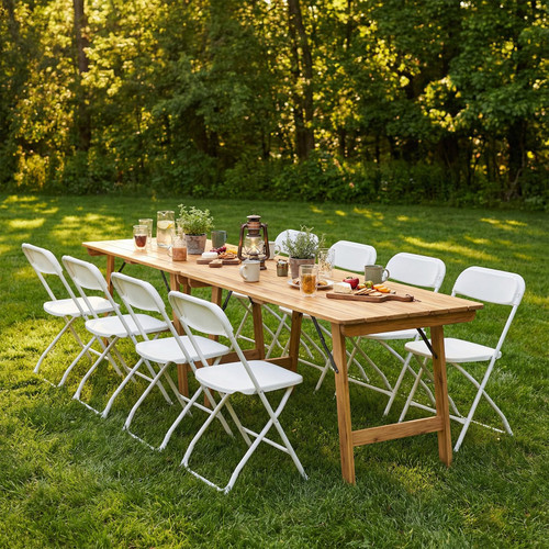 Folding Chairs Sets of 4, 330lbs Plastic Stackable Portable Patio Dining Sets, Fold Up for Indoor Outdoor, Camping, Garden, Party, Meeting (White)