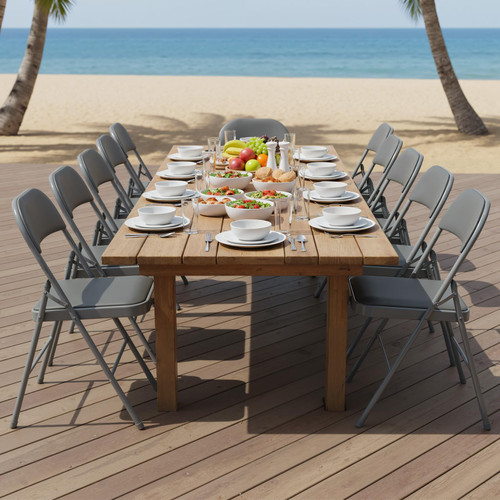 6 Pack Folding Chairs with Padded Cushion and Back - PU Leather Stackable Portable Dining Chairs Set, for Home and Office, Conference, Wedding, Party, Patio, Garden, for Indoor Outdoor, Grey