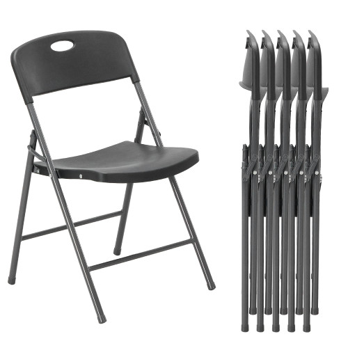 6 Pack Folding Chairs Heavy Duty - Plastic Stackable Portable Dining Chairs Set, Wedding, Party, Patio, Garden, for Indoor Outdoor, for Home and Office, Conference, Black