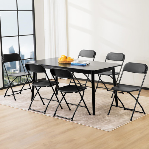 Folding Chairs Sets of 8, 330lbs Plastic Stackable Portable Patio Dining Sets, Fold Up for Indoor Outdoor, Camping, Garden, Party, Meeting (Black)