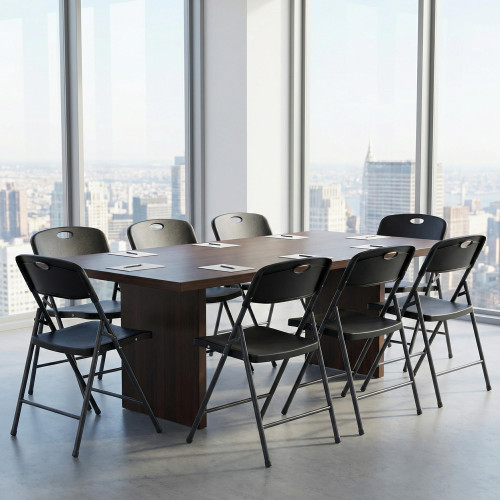 10 Pack Folding Chairs Heavy Duty - Plastic Stackable Portable Dining Chairs Set, Wedding, Party, Patio, Garden, for Indoor Outdoor, for Home and Office, Conference, Black