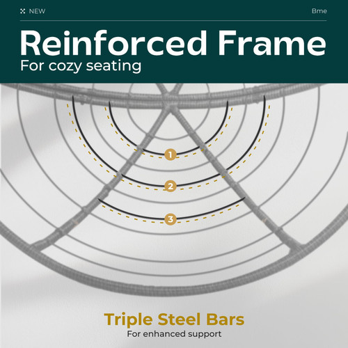 40" Ergonomic Wicker Papasan Chair with Soft Thick Density Fabric Cushion, High Capacity Steel Frame, 360 Degree Swivel for Living, Bedroom, Reading Room, Lounge, Onyx Stone - Black Base