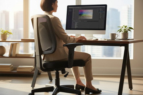 Office Desk Chairs with Wheels, Ergonomic Mesh Chair, Rolling Swivel Computer Task Chair with Adjustable Armrests for Home, Study, Conference, Black (8PK)