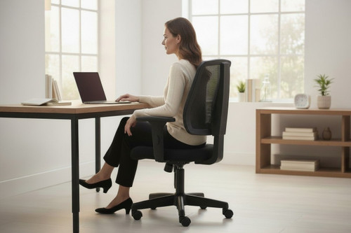 Office Desk Chairs with Wheels, Ergonomic Mesh Chair, Rolling Swivel Computer Task Chair with Adjustable Armrests for Home, Study, Conference, Black (8PK)