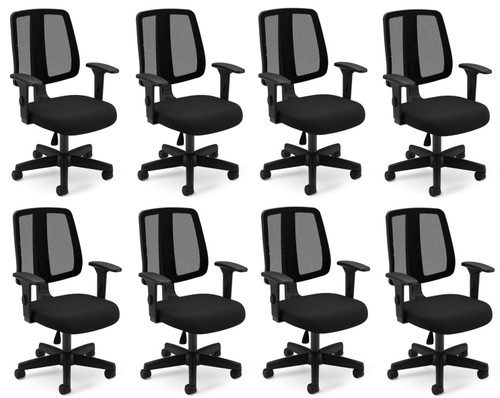 Office Desk Chairs with Wheels, Ergonomic Mesh Chair, Rolling Swivel Computer Task Chair with Adjustable Armrests for Home, Study, Conference, Black (8PK)