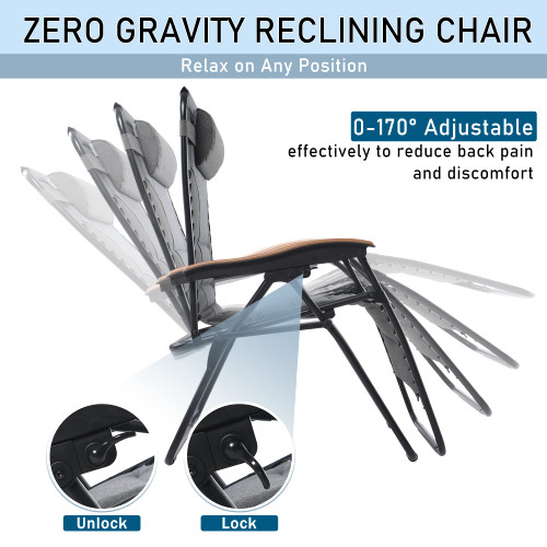 XXL Oversized Padded Zero Gravity Chair Set of 2, Foldable Patio Recliner, 30" Wide Seat Anti Gravity Lounger with Armrest and Cup Holder, Support 400 LBS (Light Gray)