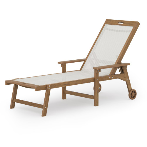 Chaise Lounge Chair Outdoor, HDPS and HDPE Wicker Chaise Lounger with 5 Positions, Pool Lounge Chairs with Wheels and Adjustable Backrest for Patio, Poolside, Deck, Backyard