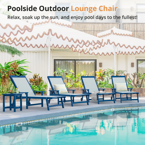 Chaise Lounge Chair Outdoor Set of 2, HDPS and HDPE Wicker Chaise Lounger with 5 Positions, Pool Lounge Chairs with Wheels and Adjustable Backrest for Patio, Poolside, Deck, Backyard
