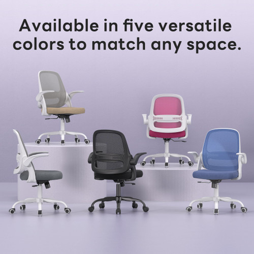 Office Chair，Ergonomic Mesh Desk Chair,Flip-Up Arms,Adjustable Height,Breathable Mesh Back & Thick Cushion Seat,360°Swivel Rolling Computer Chair,BIFMA Certified,Supports 300 lbs(Gray)