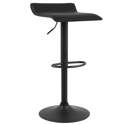 Contemporary Chrome Air Lift Adjustable Swivel Barstool with Black Base, Set of 4(Black)