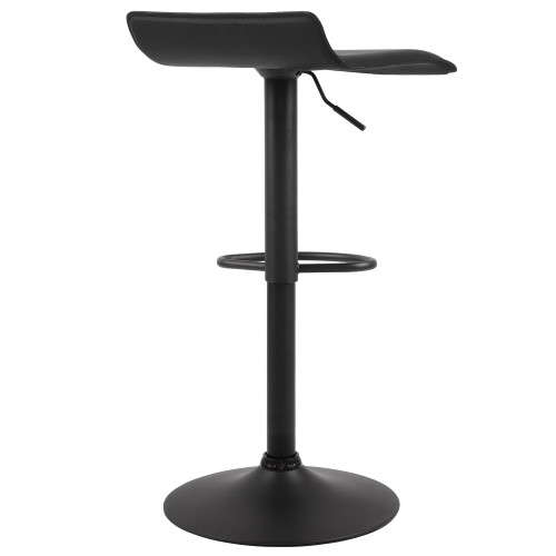 Contemporary Chrome Air Lift Adjustable Swivel Barstool with Black Base, Set of 4(Black)