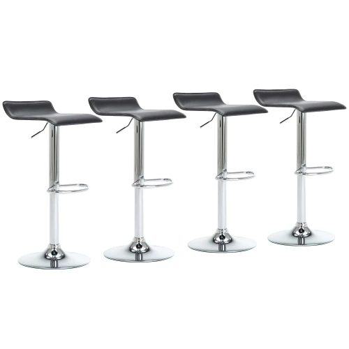 Contemporary Chrome Air Lift Adjustable Swivel Barstool, Set of 4(Black)