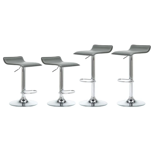 Contemporary Chrome Air Lift Adjustable Swivel Barstool, Set of 4(Gray)